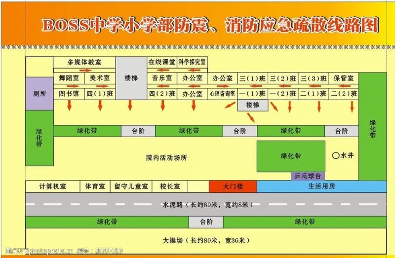 应急示意图学校应急疏散示意图