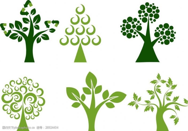 各种标识树木插画