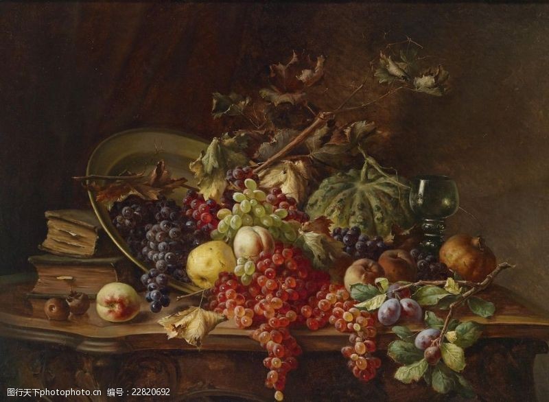 静物系列欧洲水果葡萄油画