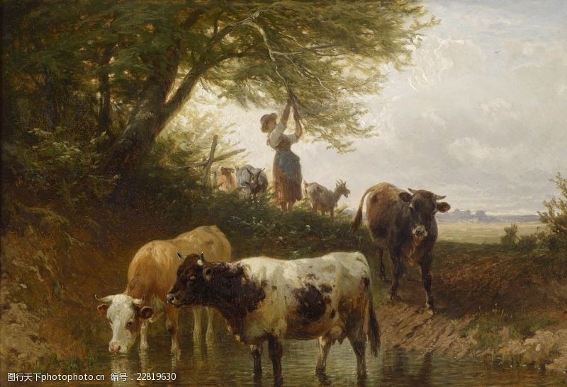 静物系列欧洲牛群油画