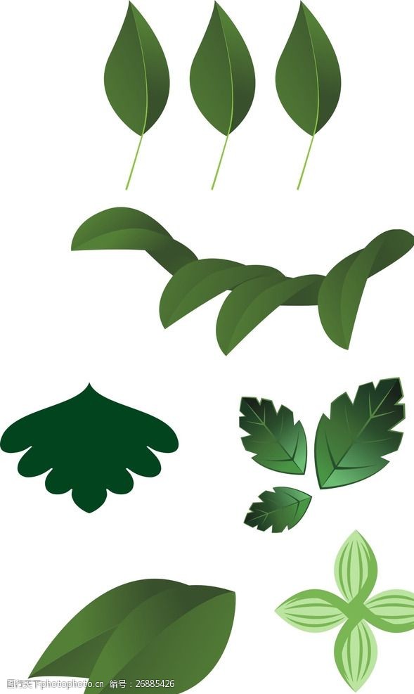 各种标识绿色树叶素材