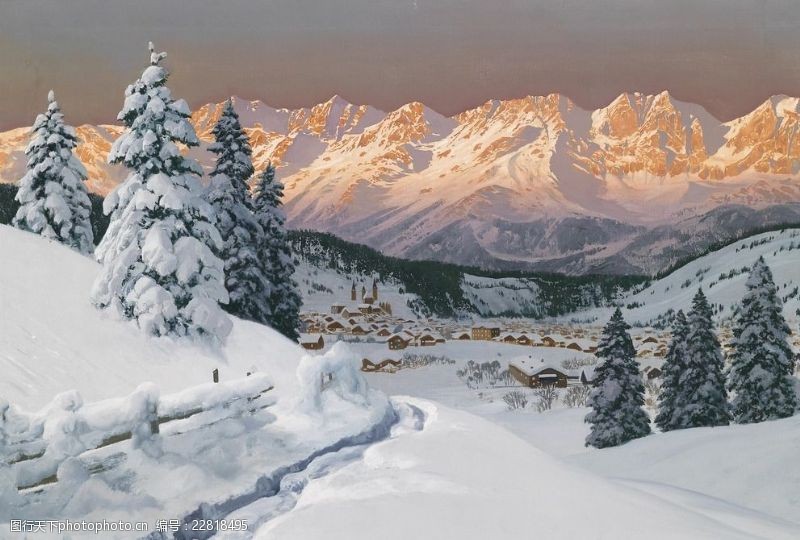 静物系列欧洲雪地油画