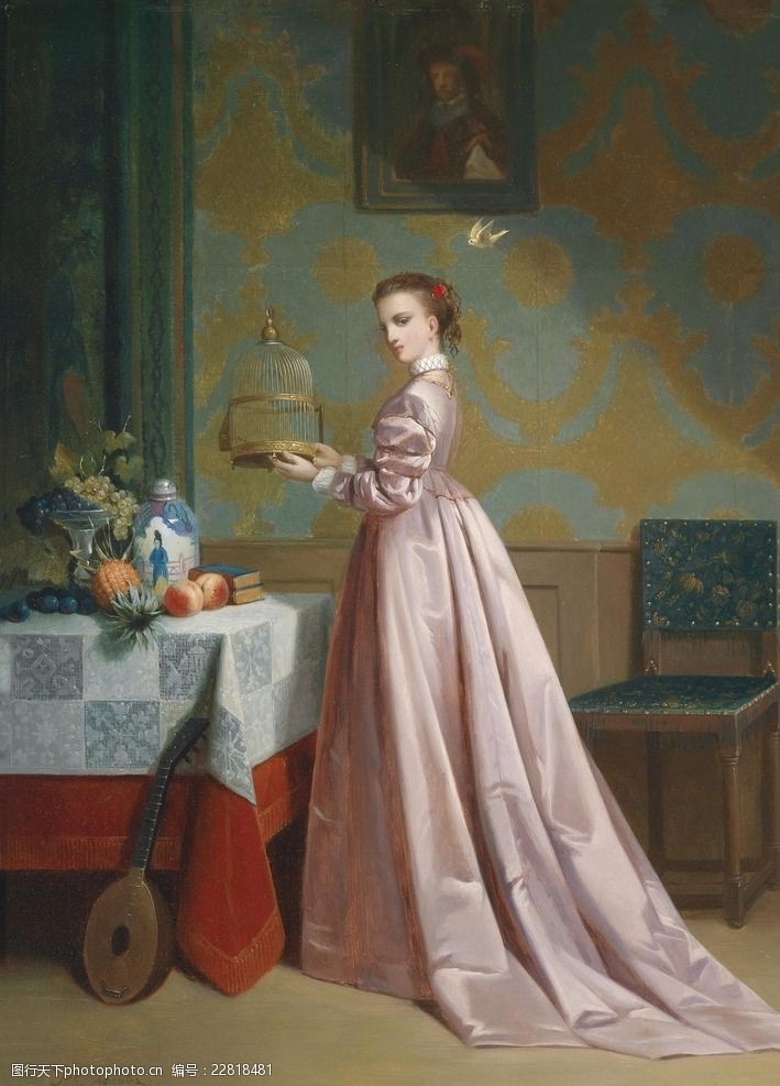 静物系列欧洲贵族妇女油画