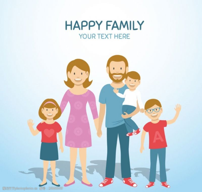 感动中国宣传画幸福家庭插画矢量素材