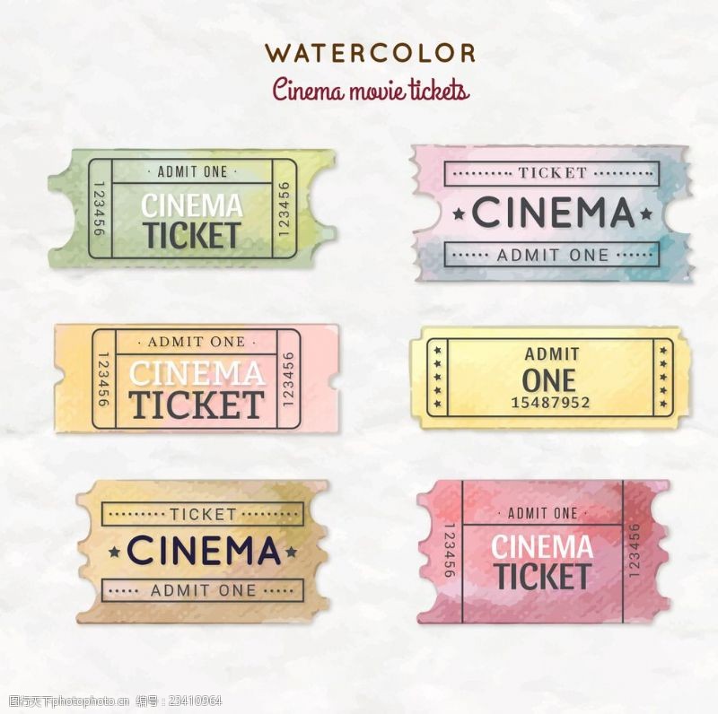 水标签水彩电影票