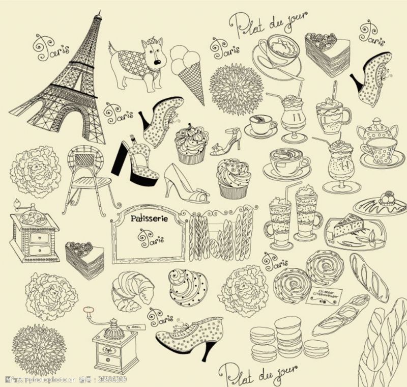 蛋糕美食画册巴黎元素