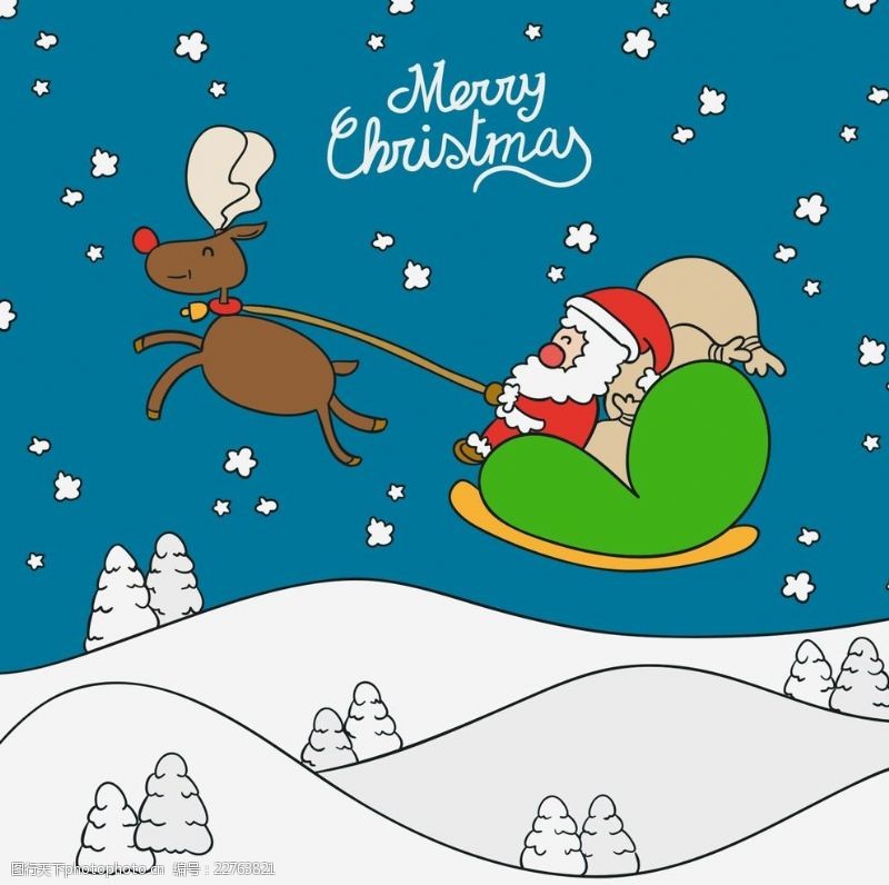圣诞老人鹿车圣诞老人与雪橇