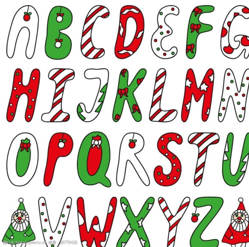 26个大写字母圣诞字母