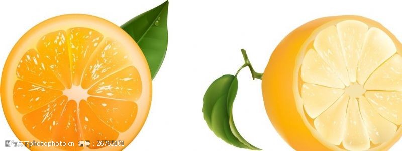 水果切面切开的橙子