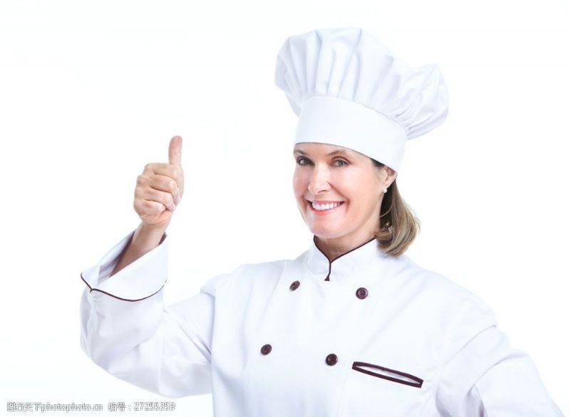 商务人士伸出大拇指的女厨师图片
