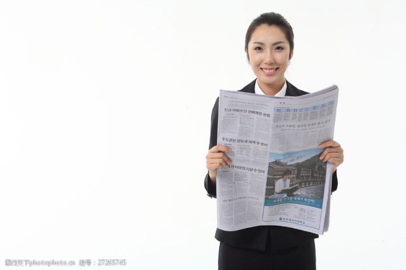 高精图片商业女性看报纸的职业女性图片图片
