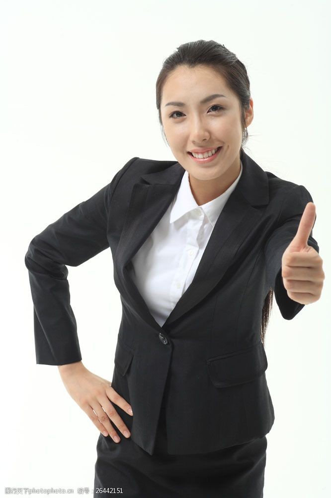高精图片商业女性伸出拇指的自信女性图片