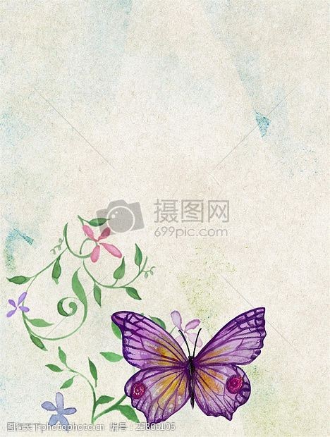 独特的圆点背景下的蝴蝶水彩画