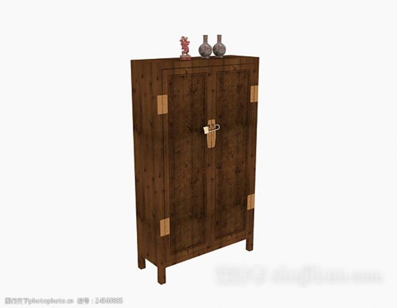 复古家具中式家居木质衣柜3d模型下载