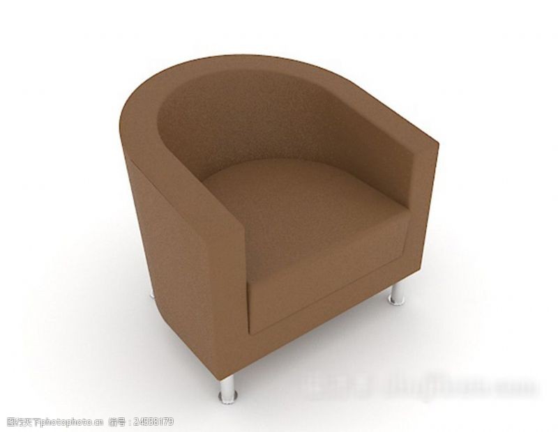 复古家具现代浅棕色单人沙发3d模型下载
