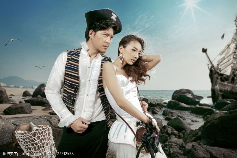 情侣模特海盗主题婚纱摄影图片