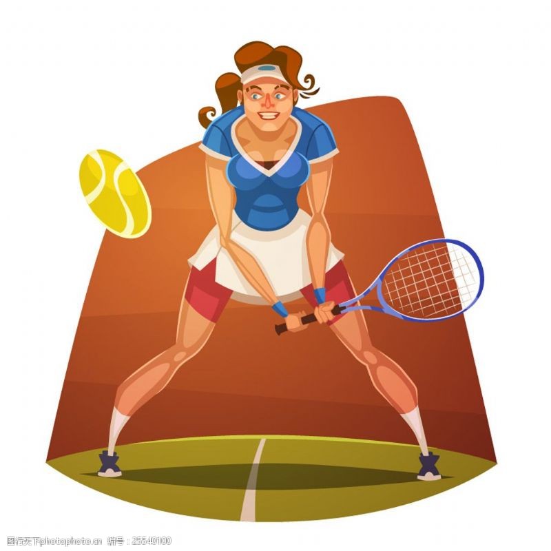卡通运动员网球运动员矢量人物