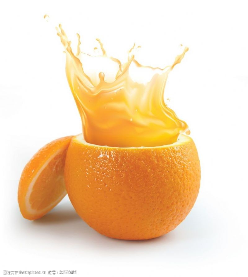 切片橙子和橙汁图片