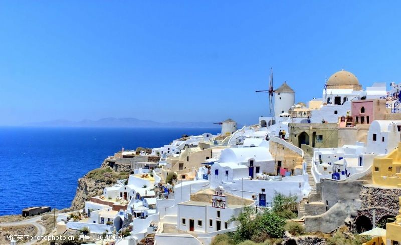 希腊爱情海希腊爱琴海建筑风景图片