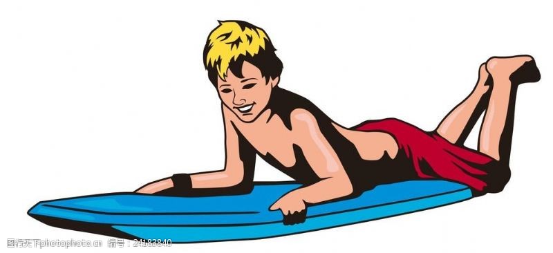 滑浪冲浪的小孩
