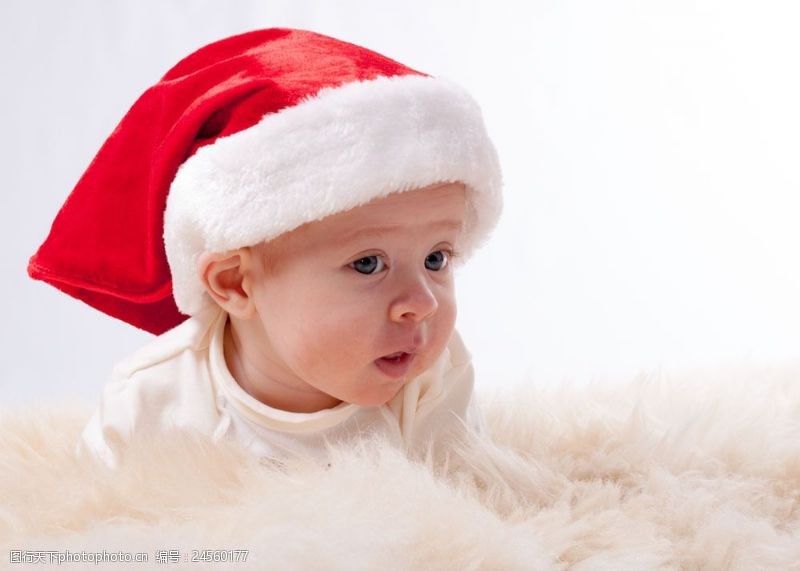 亲子儿童戴圣诞帽子的婴儿图片