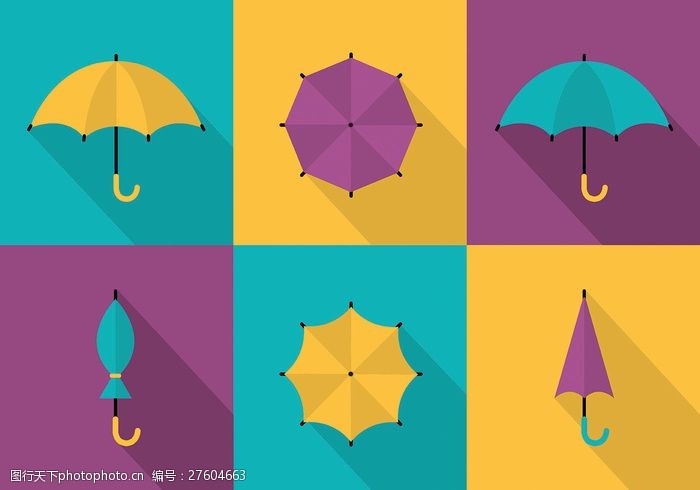 适量时尚元素五颜六色的雨伞矢量背景自由设置