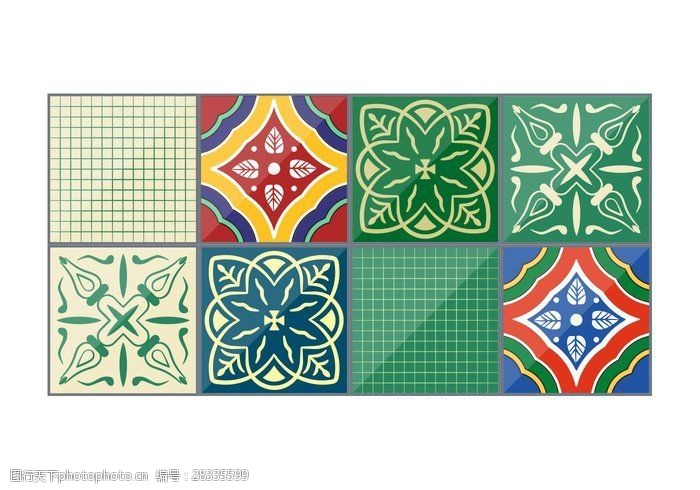 民族元素翡翠矢量塔拉维拉瓷砖