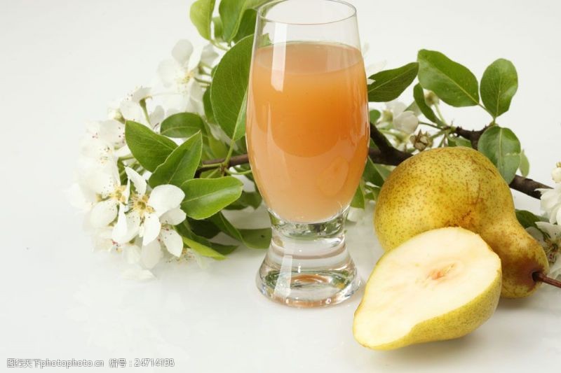梨图片素材梨子与果汁饮料特写图片