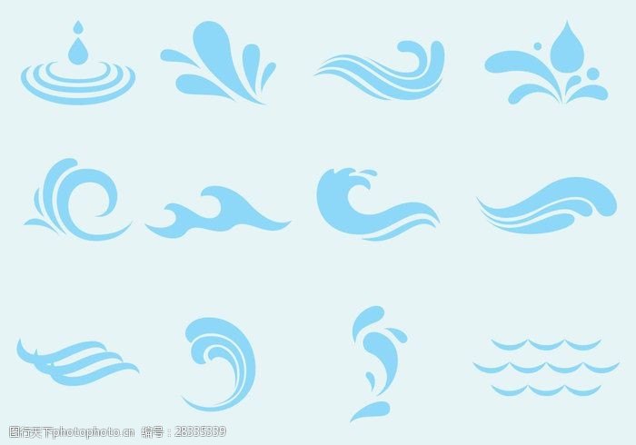 波的动态线矢量Agua波和飞溅的图标