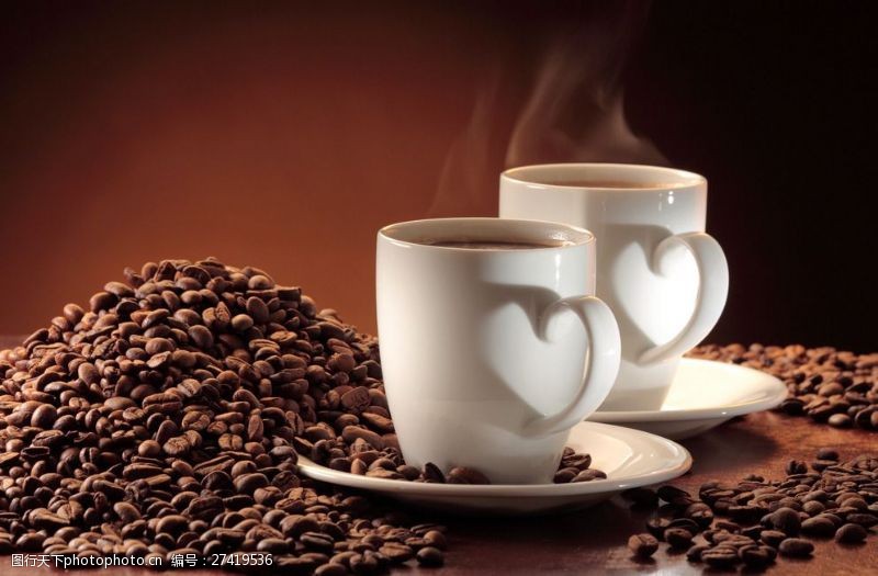 咖啡豆热咖啡图片