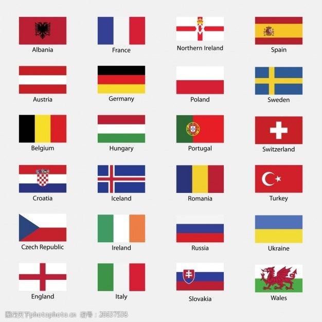 圆形国旗欧洲杯各国国旗