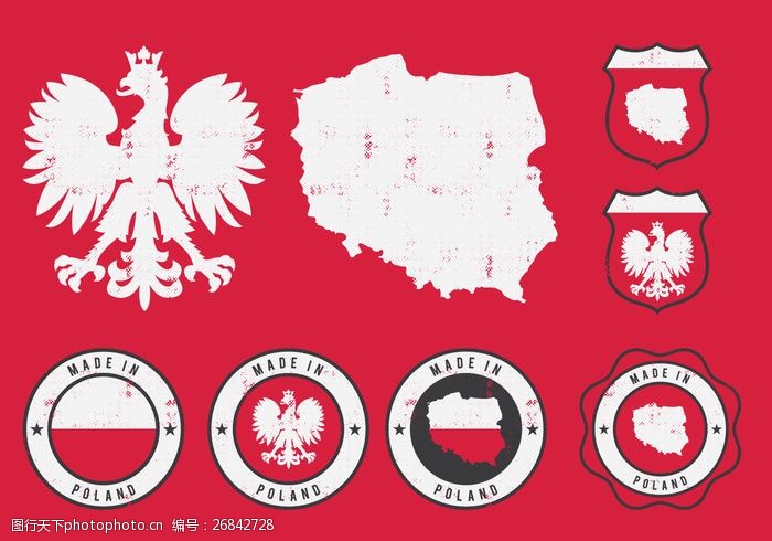 圆形国旗波兰鹰徽