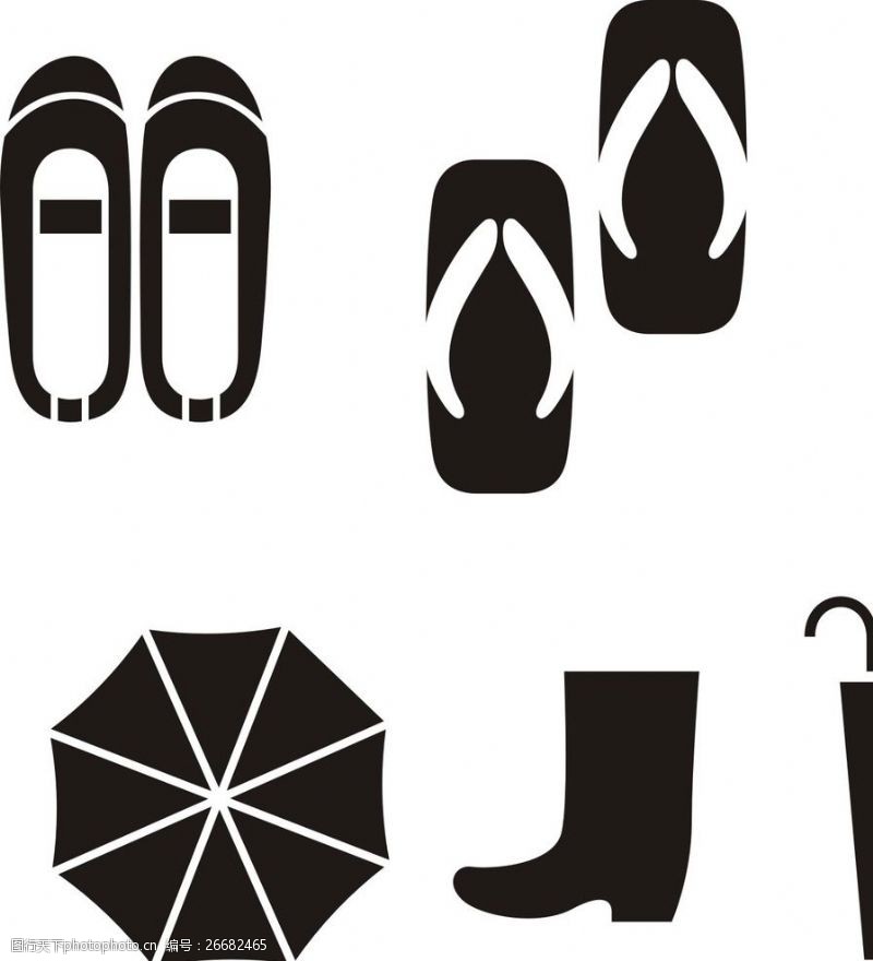 雨伞木屐鞋子靴子