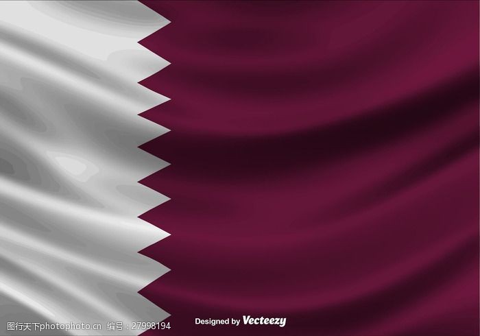 自由行卡塔尔国旗矢量图