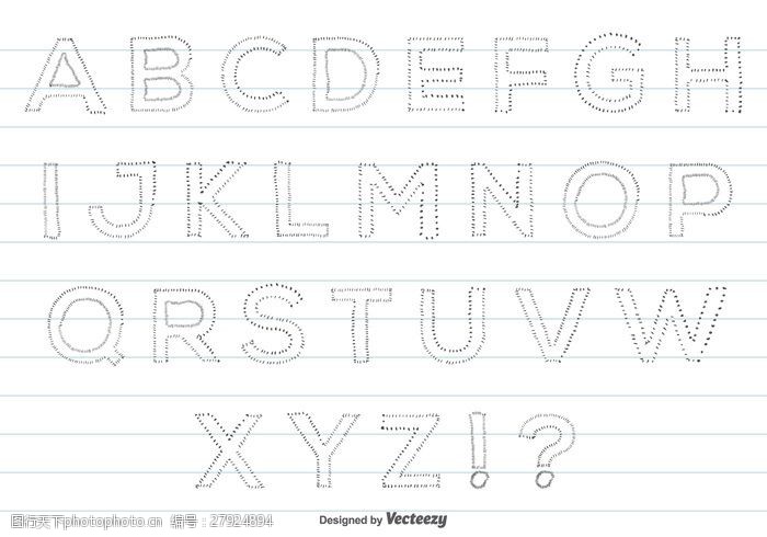 日本书法矢量字体手绘风格字母集