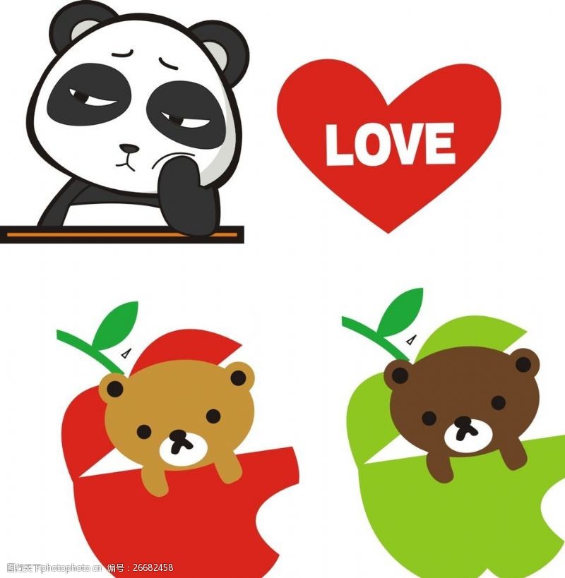 情动果园熊猫爱心苹果小熊
