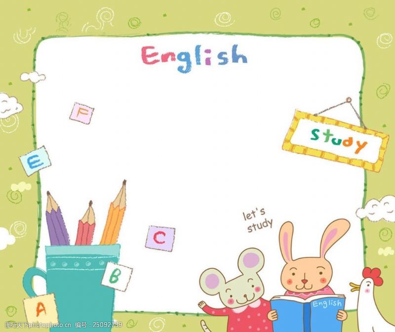 卡通兔子可爱动物学英语