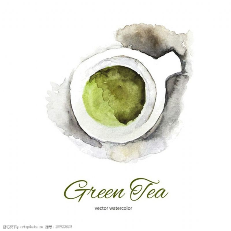 绿色茶水墨绿茶矢量
