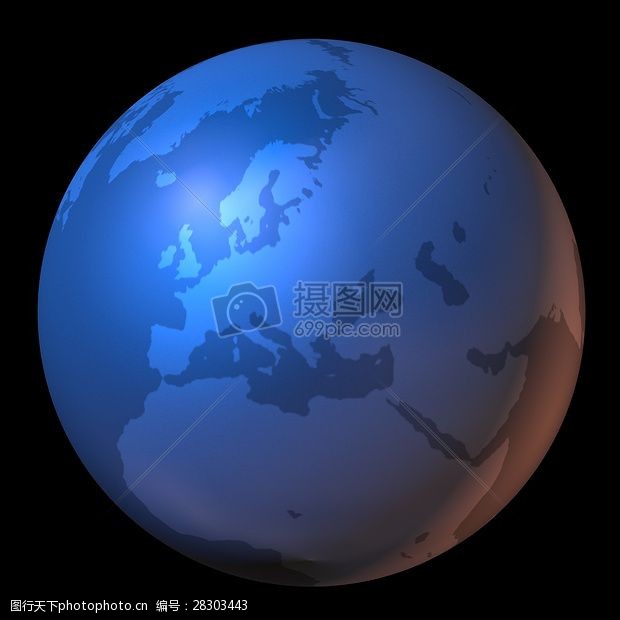 欧洲国家的地图深蓝色的地球
