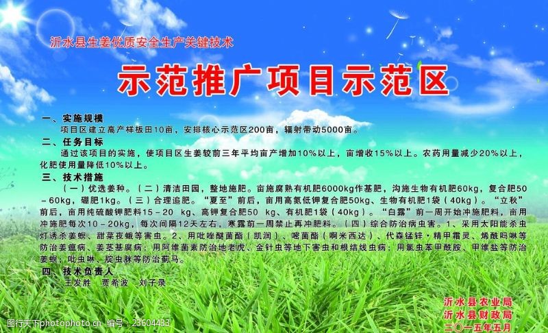 肥业宣传册生姜推广项目示范区