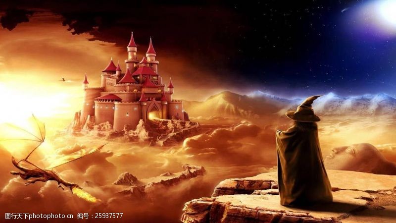 轮播背景童话梦幻城堡巫师魔法天空图片