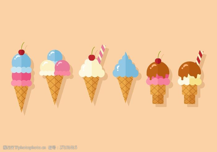 果味冰淇淋矢量冰淇淋筒