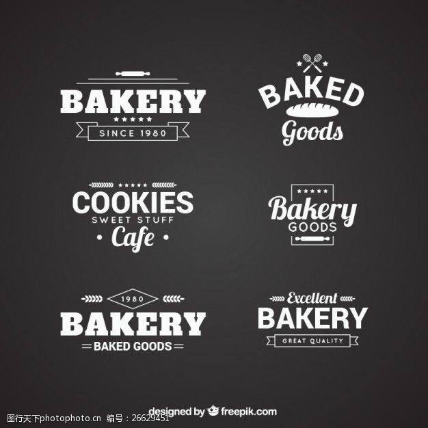 各种标签各种各样的老式面包店标志