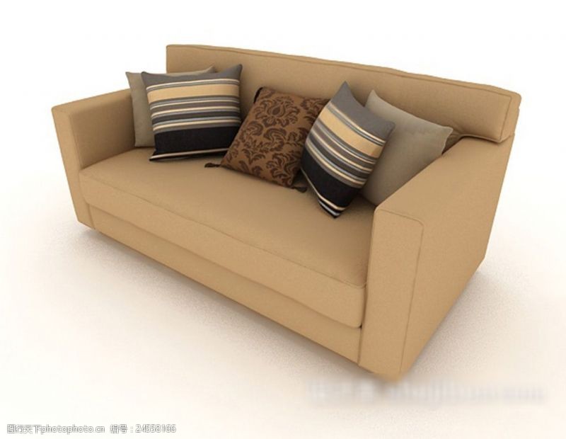 复古家具现代浅色双人沙发3d模型下载