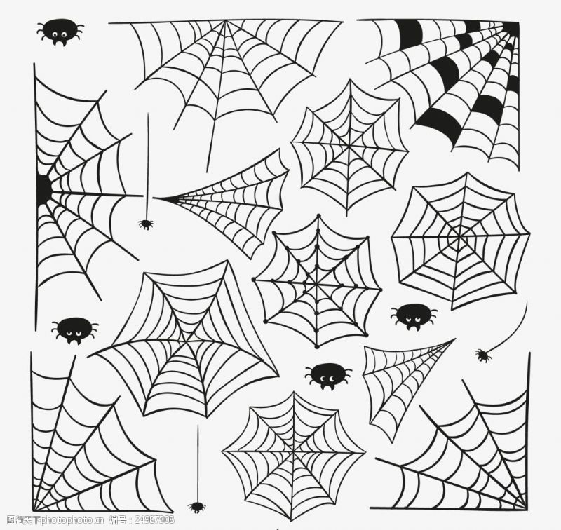 卡通手绘蜘蛛网背景素材