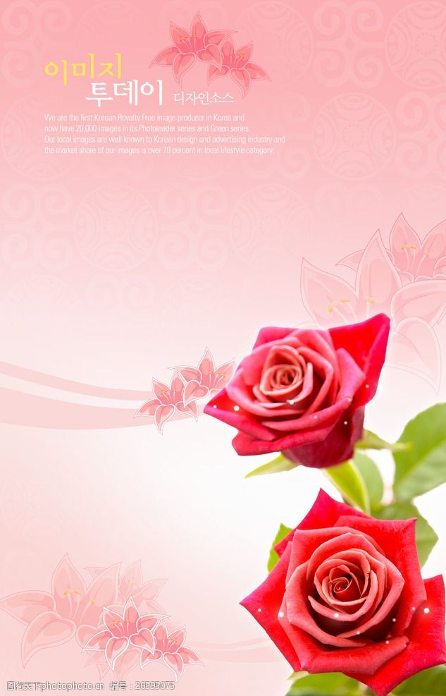 婚庆名片素材下载粉红色玫瑰底图