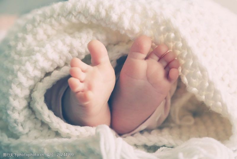 婴儿脚裹着毛巾的小脚丫图片