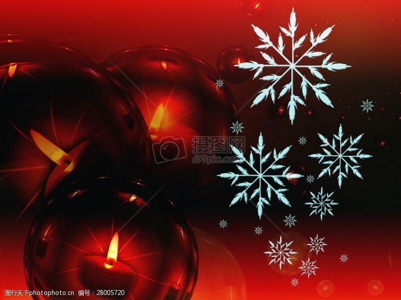 圣诞白蜡烛红色的圣诞饰品