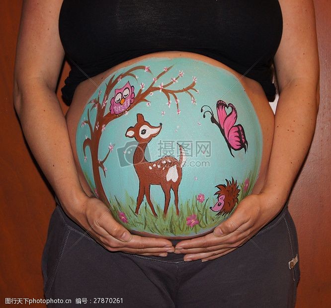 妊娠怀孕肚子上的图画