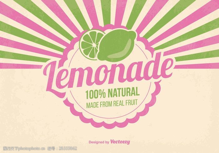果汁水果标签天然柠檬水的插图